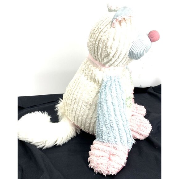 Chenille Animals Plush Cat Kitty By CWC 15” Pastel Pink Blue Weighted Vintage - Picture 4 of 9